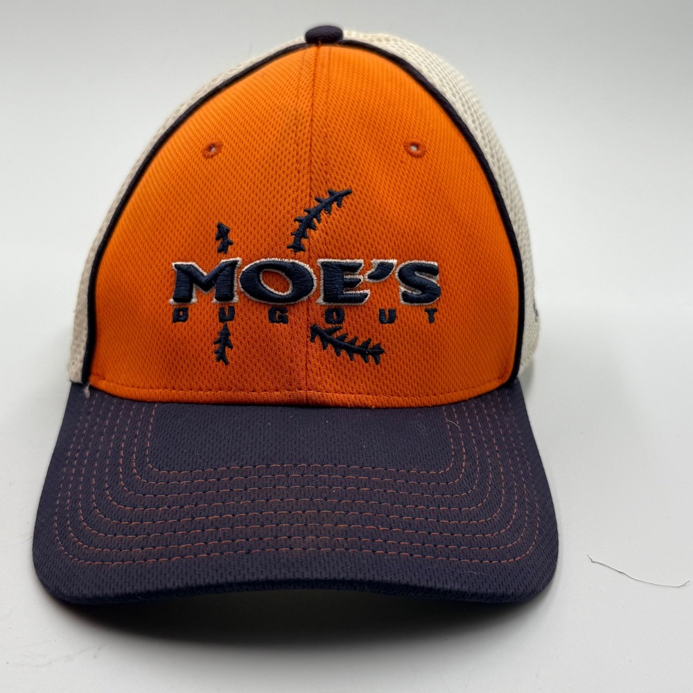 Moe's Dugout Hat L/XL Orange Mesh Trucker Baseball Cap OC Sports ProFlex
